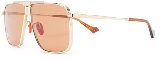 Gucci Eyewear Logo-Bridge Pilot-Frame Sunglasses