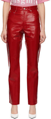 MSGM Red Vinyl Trousers