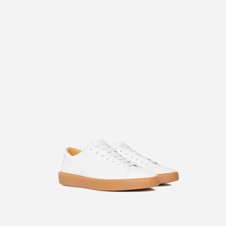 Unisex Ellesse White Lace Up Sneakers With Brown Sole - Fancy Soles