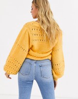 Thumbnail for your product : ASOS DESIGN stitch detail square neck sweater with volume sleeve