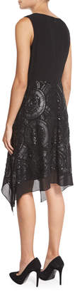 Diane von Furstenberg Nikkole Laser-Cut Leather Handkerchief-Hem Dress, Black