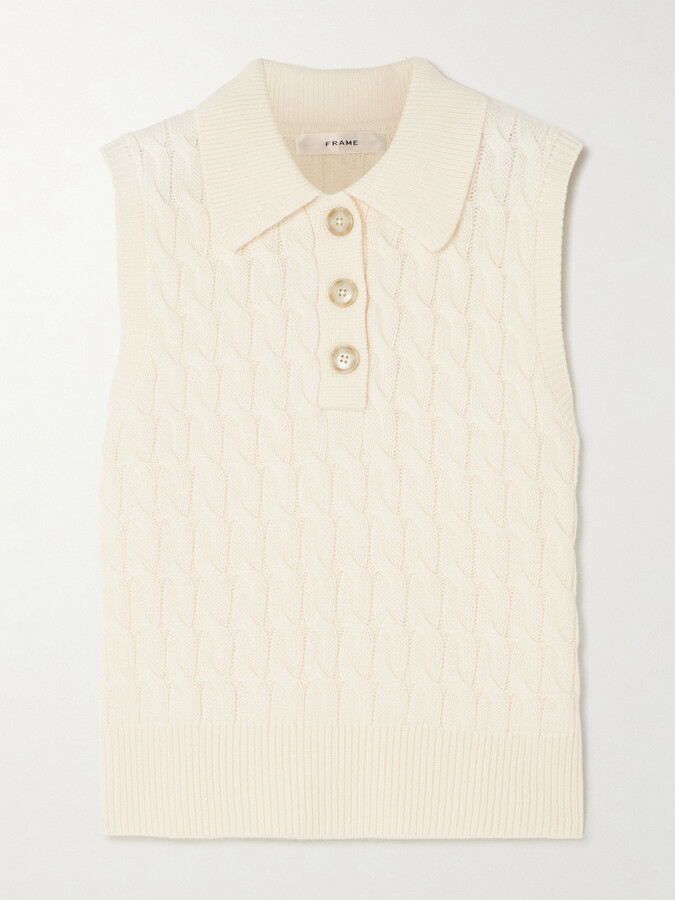 Frame Cable-knit Wool Vest - Cream