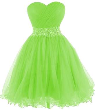 Cdress Crystal Beads Sweetheart Short Tulle Prom Dresses Homecoming Party Gowns US