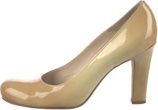 Strenesse Patent Leather Pumps Neutrals Round-Toes Includes Dust Bag