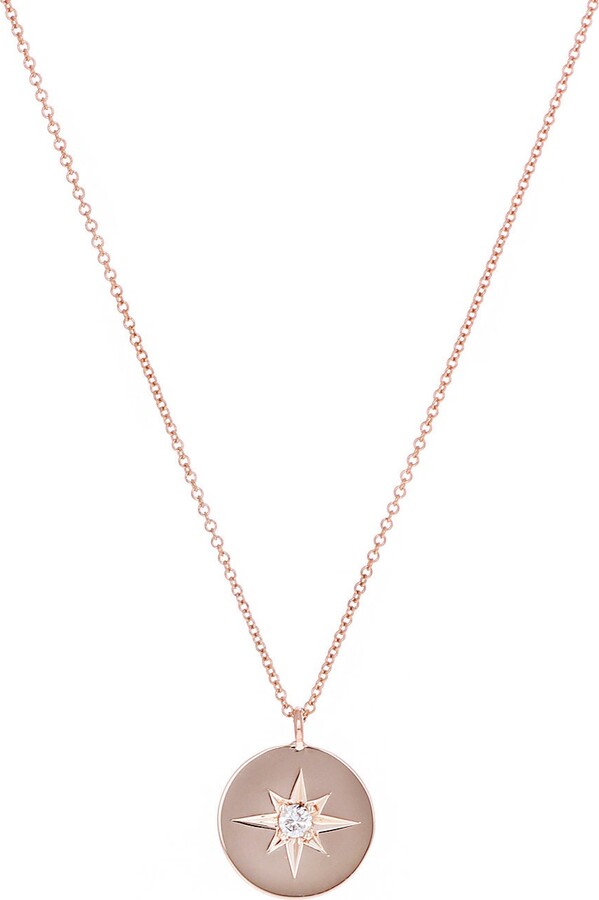 Etsy Diamond Polaris Star Necklace, 14K Disc Charm Minimalist Layering Gifts For Her