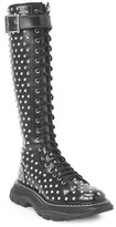 Thumbnail for your product : Alexander McQueen Studded Tread Lace-Up Leather Boots