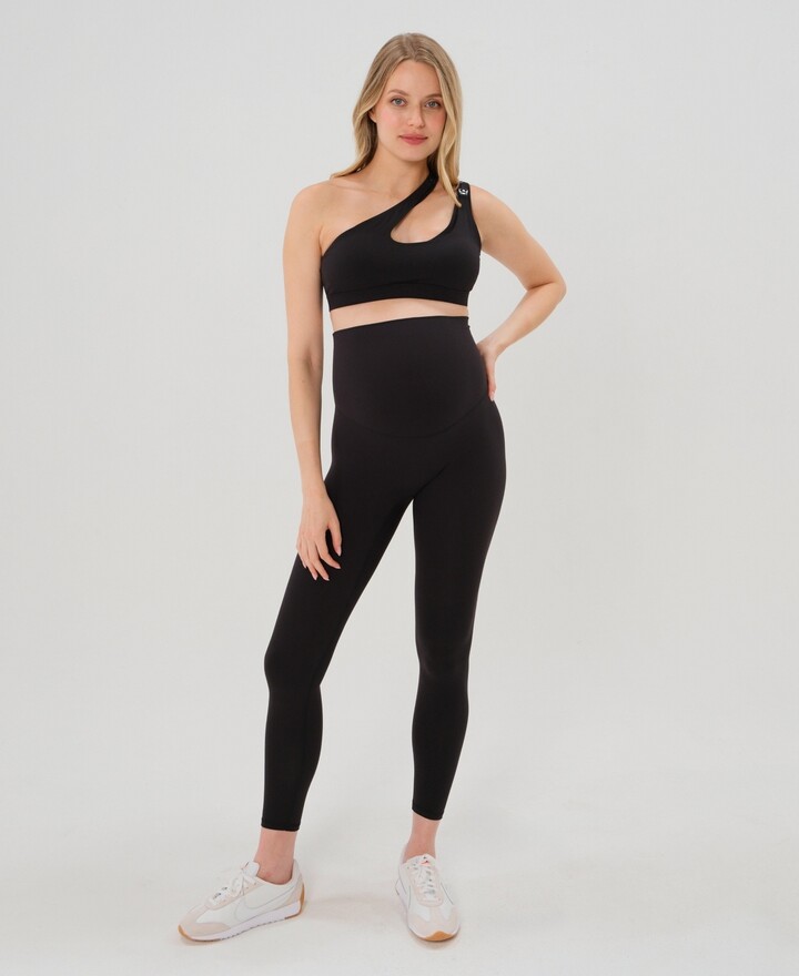 Axk Women's Athletic Maternity Legging with Scrunched Butt Design and Supportive Belly Band