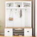 Dovelina Modern Luxury 4-in-1 Hall Tree with Cushion, Versatile Coat Rack with Adjustable Shelves for Living Room, White