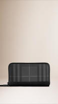 Thumbnail for your product : Burberry Charcoal Check Ziparound Wallet