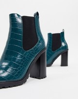 Thumbnail for your product : New Look croc pu chunky ankle boot in green