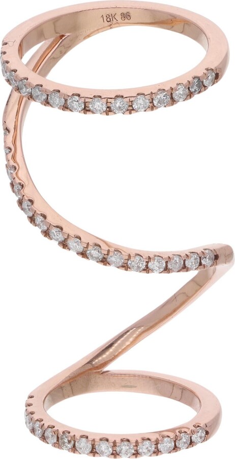 Spectrum Jewels Natural 0.73 Carat Diamond Pave Spiral Ring 14 Karat Rose Gold Handmade Jewelry