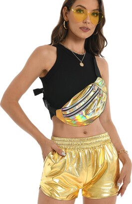 Pleated Gym Shorts SAOJEYI-DG Women's Sequin Shorts High Elastic