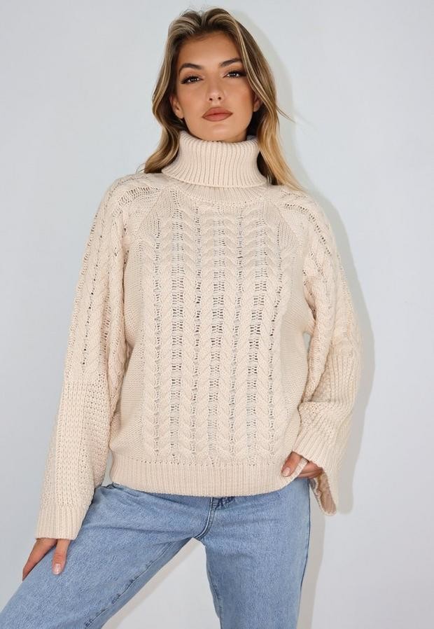 plus size cable knit turtleneck sweater
