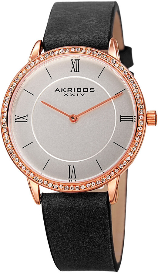 Akribos XXIV Women's Swarovski Leather Watch
