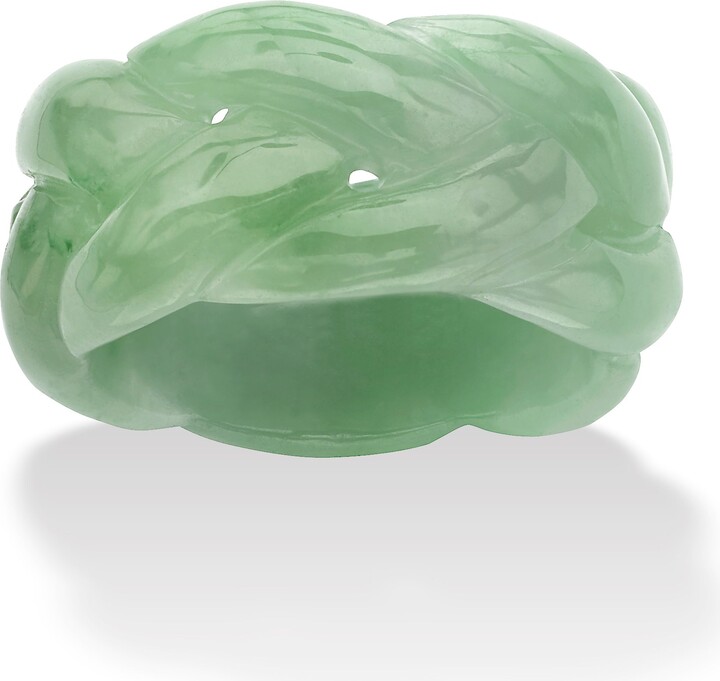 PalmBeach Jewelry Genuine Green Jade Braided Eternity Ring