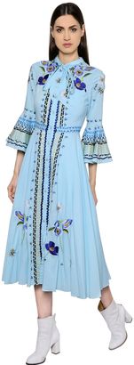 Temperley London Flowers Embroidered Cotton Gauze Dress