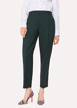 Paul Smith A Suit To Travel In - Women's Tailored-Fit Dark Green Wool Double-Pleat Trousers