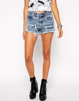 Thumbnail for your product : ASOS High Waist Denim Shorts in Valley Vintage Wash with Rips