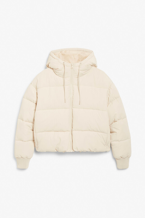 cream cropped puffer jacket