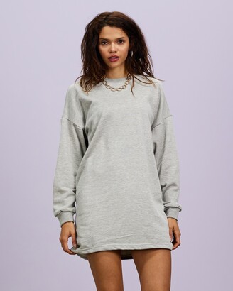 Missguided Women's Grey Long Sleeve Dresses - Oversized Sweater Dress - Size 12 at The Iconic