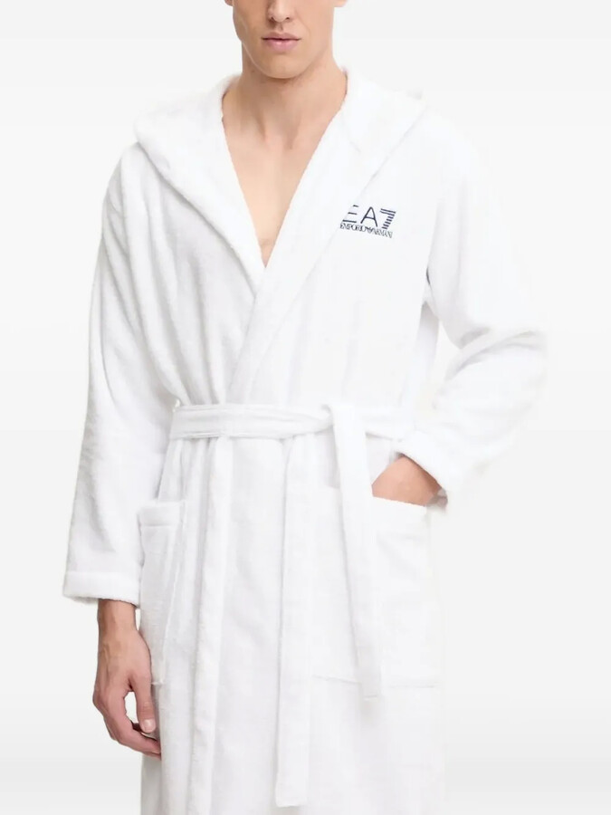 EA7 Emporio Armani Embroidered-Logo Robe