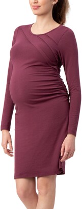 Stowaway Collection Sunburst Long Sleeve Body-Con Maternity Dress