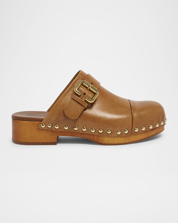 Chloé Jeannette Calf Leather Buckle Clogs