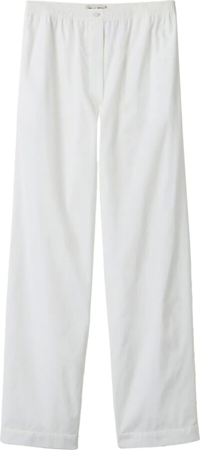 Miu Miu Embroidered-Logo Poplin Trousers