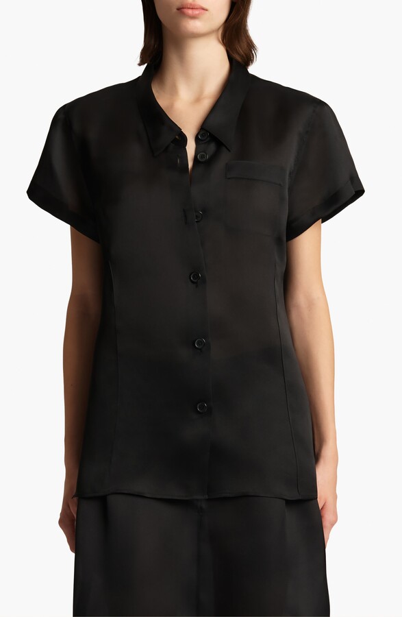KHAITE Keefe Silk Organza Button-Up Shirt