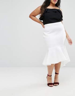ASOS Curve CURVE Premium Scuba Skirt with Pephem