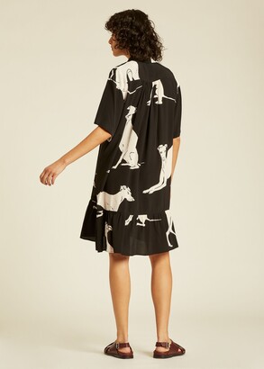 Paul Smith Women's Black Viscose-Blend 'Greyhound' Print Shirt Dress