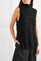 Thumbnail for your product : Simone Rocha Layered Cable-knit Wool And Tulle Top - Black
