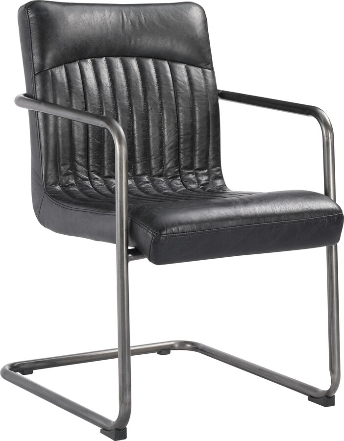Aurelle Home Black Leather and Iron Arm Chair ShopStyle