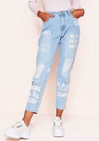 Thumbnail for your product : Ever New Jaclyn Denim Slogan Painted Distressed Jeans