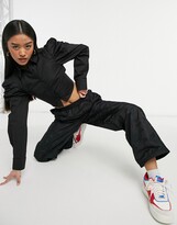 Thumbnail for your product : Collusion cropped shirt with tie back in black