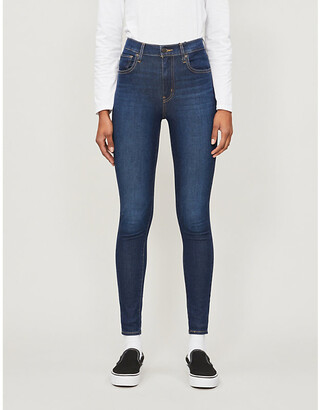 Levi's Mile High Ladies Blue Cotton Super-Skinny Extra -Rise Jeans, Size: 24