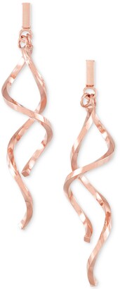 Italian Gold Twisty Bar Drop Earrings in 14k Rose Gold