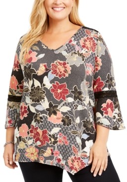 NY Collection Plus Size Printed High-Low Top Bumac Size 3XL