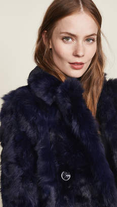 Adrienne Landau Textured Rabbit Pea Coat