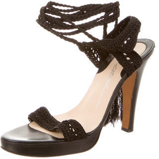 Brian Atwood Platform Knit Lace-Up Sandals