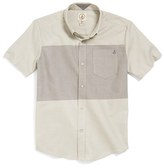 Thumbnail for your product : Volcom 'Weirdoh Big Stripe' Woven Classic Fit Short Sleeve Button Down Shirt (Big Boys)