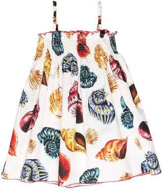 Dolce & Gabbana Seashells Print Cotton Poplin Dress