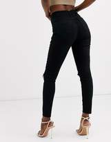 Thumbnail for your product : ASOS Design Ridley High Waist Skinny Jeans In Clean Black With Ripped Knees