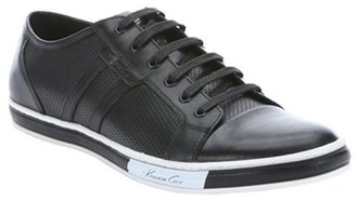 Kenneth Cole New York black perforated leather 'Brand-wagon' lace-up sneakers