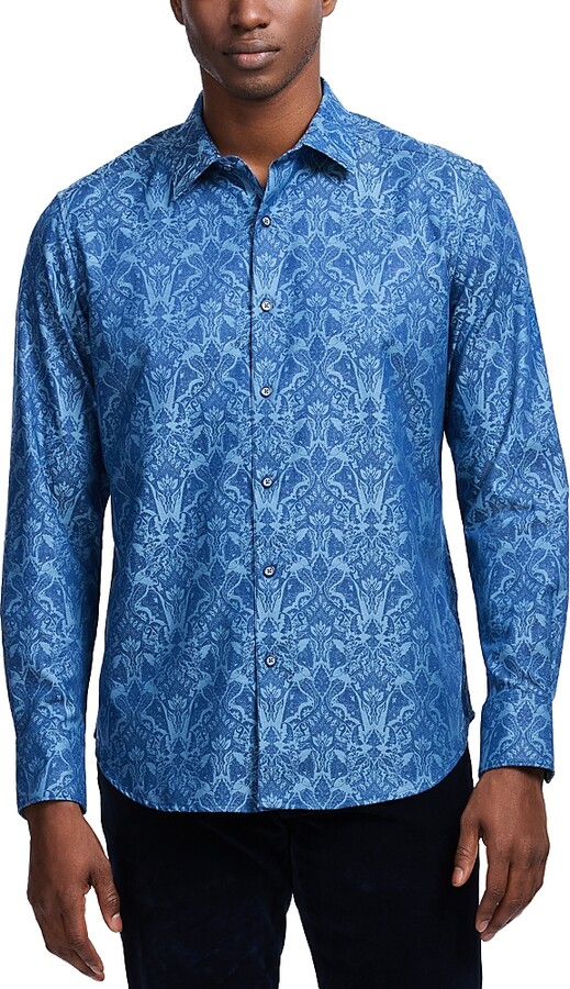 Robert Graham Highland Cotton Blend Button Down Shirt