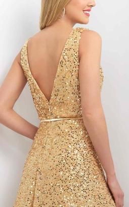 Blush Lingerie Sequined V-Neck Long A-line Gown 11139