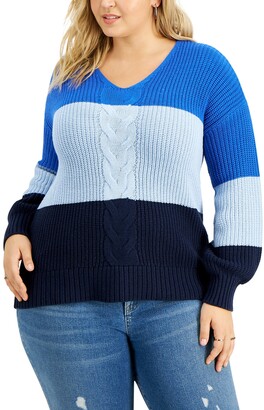 Style & Co Womens Plus Pattern Ombre Tunic Sweater