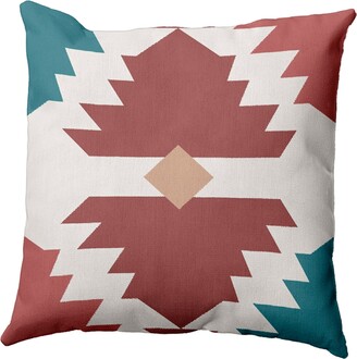 e by design 16 Inch Rust and Blue Decorative Geometric Throw Pillow