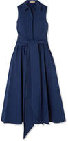 Michael Kors Collection - Belted Stretch-cotton Poplin Midi Dress - Blue