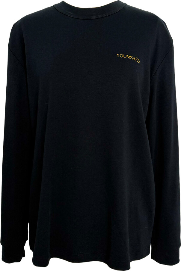 Youmsara Eclipse Long-Sleeve Tee – Black Crewneck